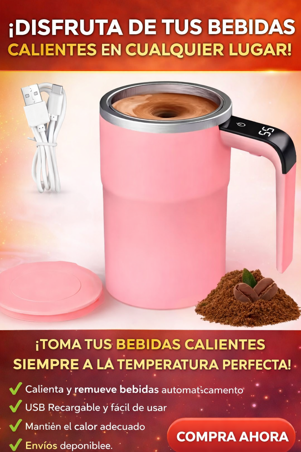 AutoMix Mug Pro – Mezcla Tu Café con Solo Presionar un Botón