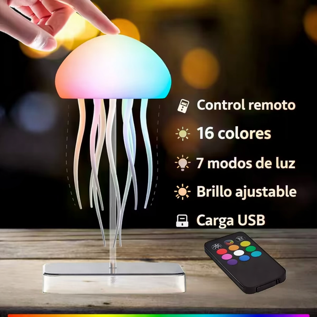 Lámpara Medusa LED Flotante RGB con Control Remoto