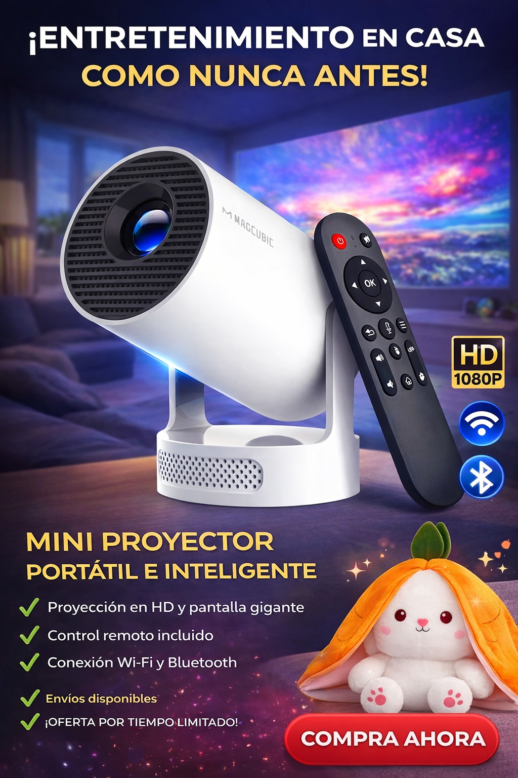 🎥 Proyector Inteligente 8K MAGCUBIC IC – Cine en Casa con Android 14 y WiFi 6